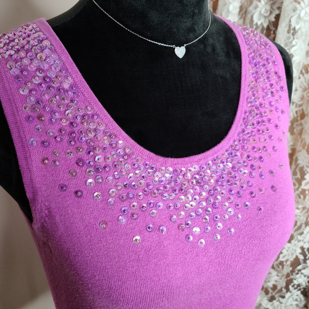 💘Raspberry Sequence Sleeveless Top